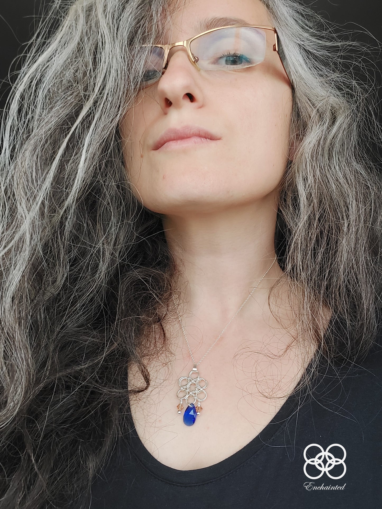 Pandantiv din zale din argint și cristale Swarovski - Floare