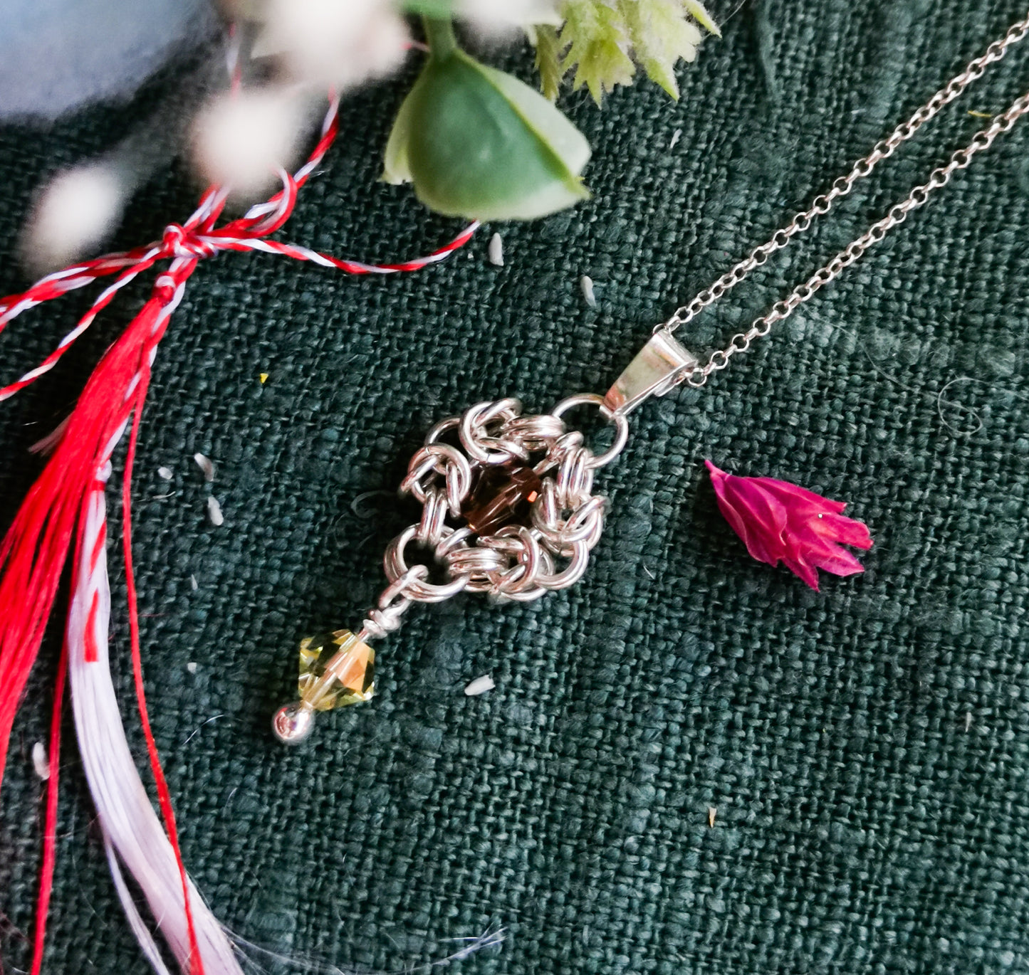 Pandantiv din zale de argint și cristale Swarovski - Romanov