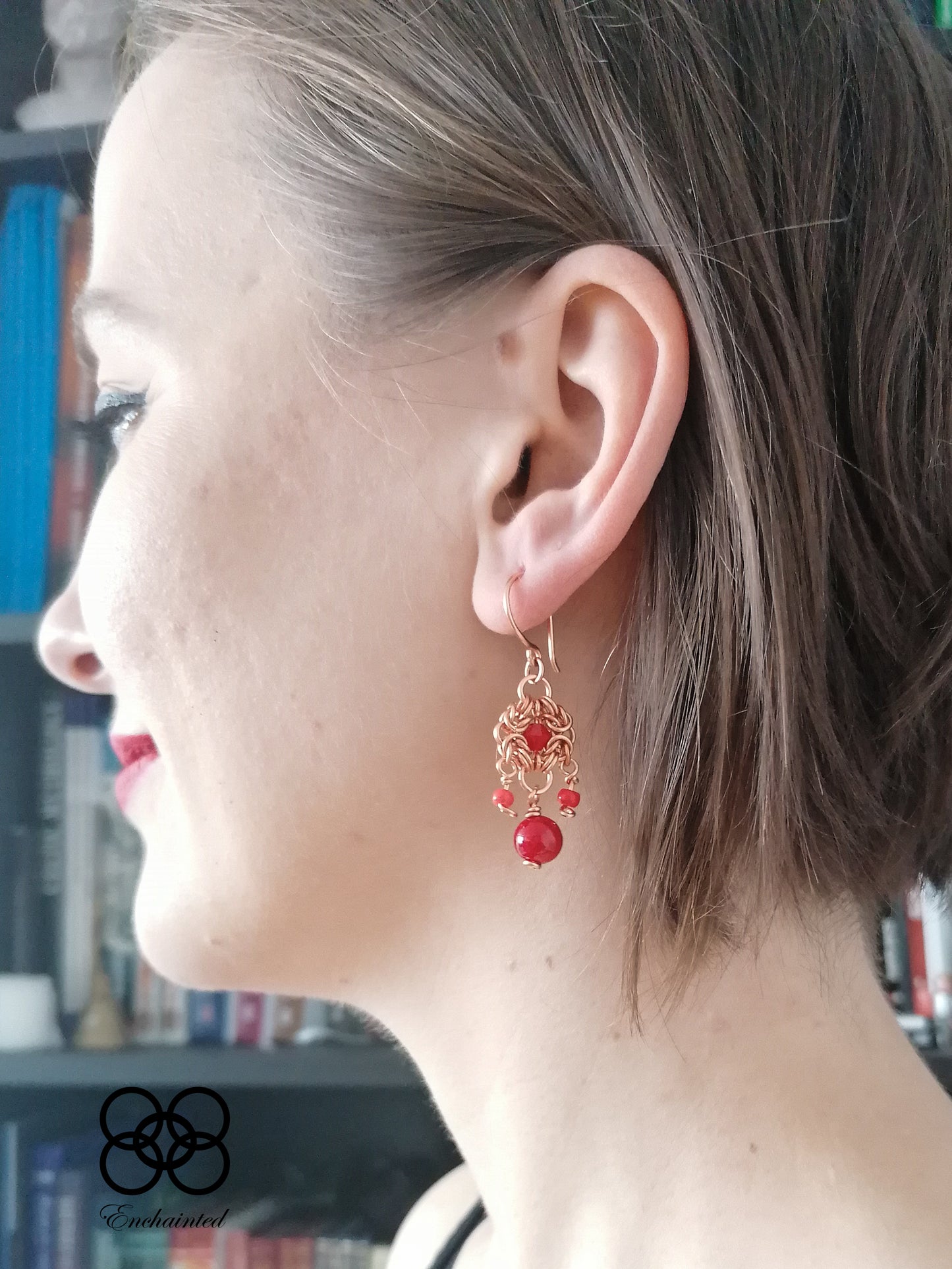 cercei zale cupru coral cristale swarovski